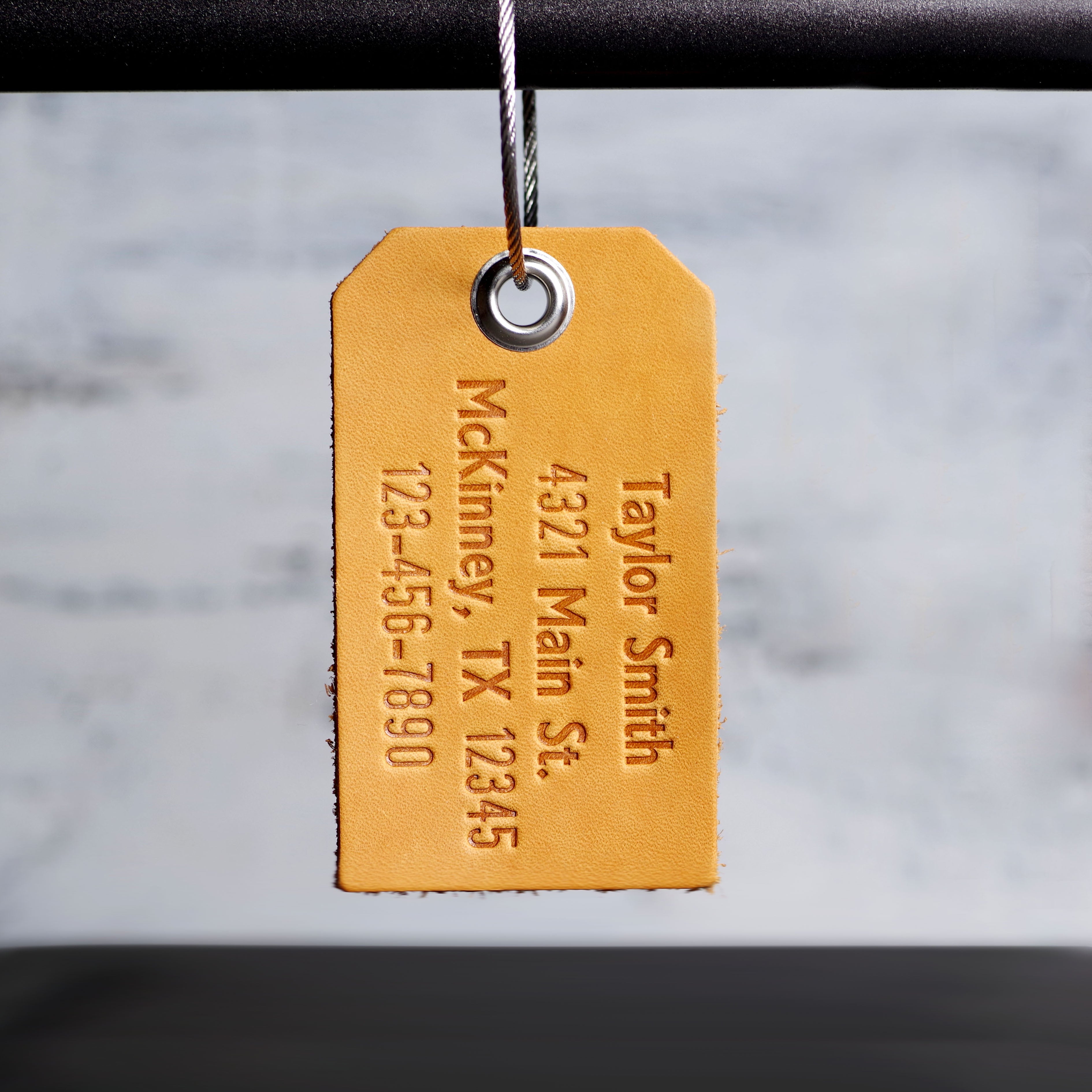 Luggage Tags: Brown Leather Tag  custom luggage tag by KMM & Co.