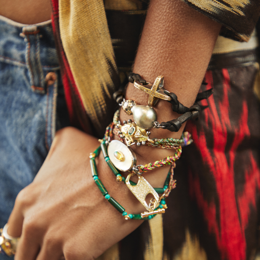 Cross and Leather Bracelet