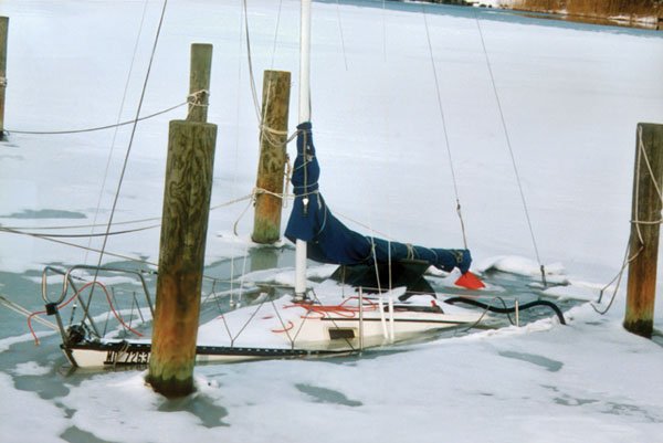 sinking boat winter