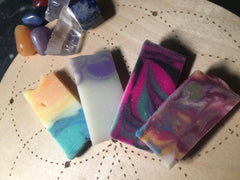 Reiki infused soaps promote stress relief and well-being.