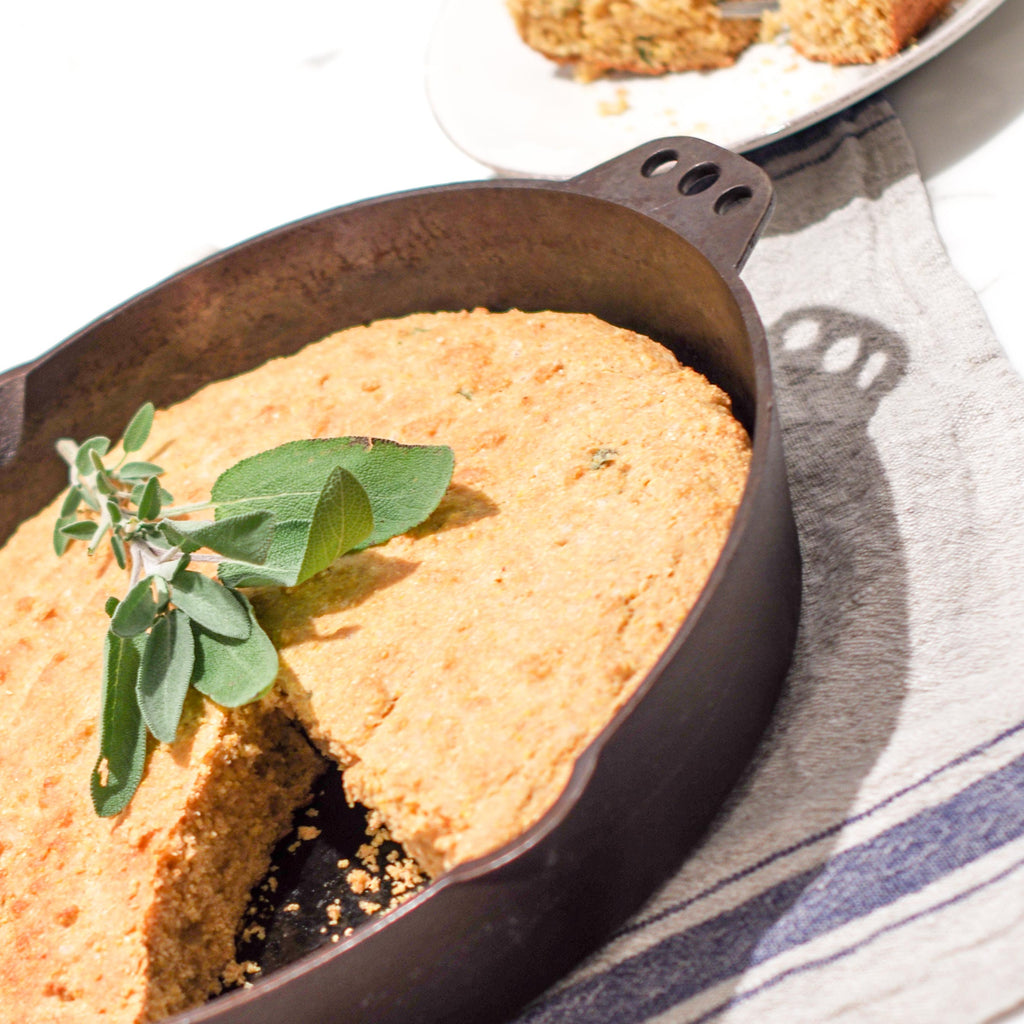 Sweet and Savory Honey and Sage Cast Iron Skillet Cornbread