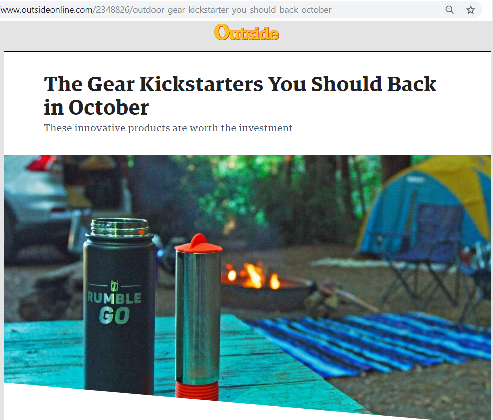 Rumble Go in Outside Magazine Kickstarters You Should Back in October 