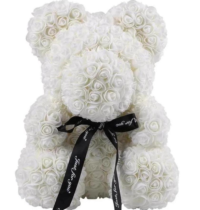 teddy bear roses white