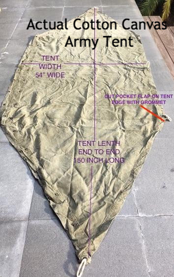Up-Cycled and Recycled Cropped Army Tent Jacket -Natural Indigo Dyed