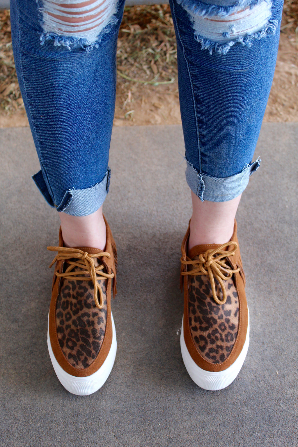 leopard moccasins with fringe