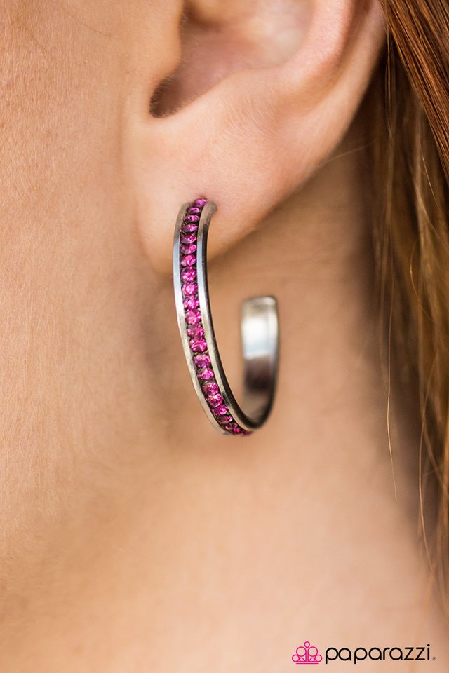 Paparazzi Glitter Glam Pink Earrings 4211