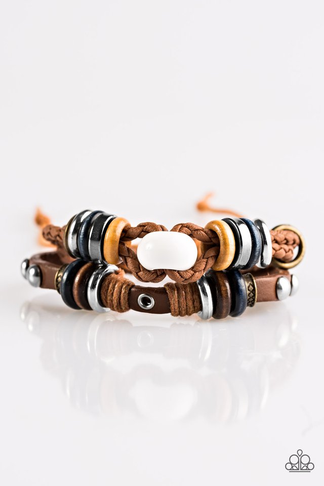 Paparazzi Walk It Off Multi Brown Urban Leather Bracelet Unisex 2393