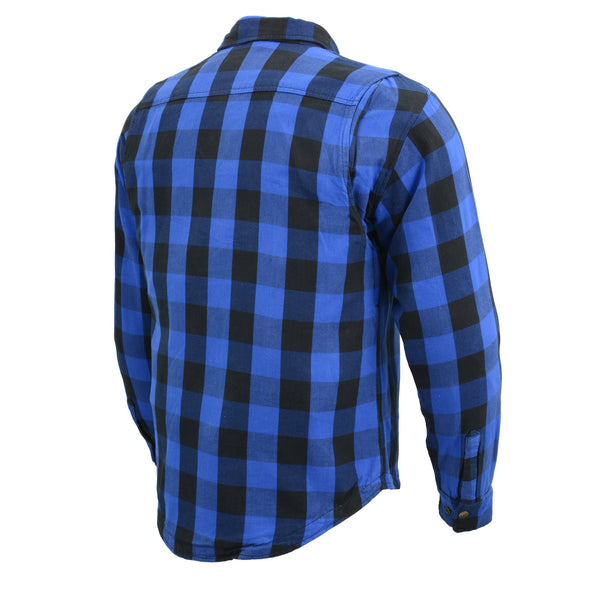 Milwaukee Performance-Mens Armored Checkered Flannel Biker Shirt w/Aramid by DuPont Fibers-BLK/RED1631-2X 