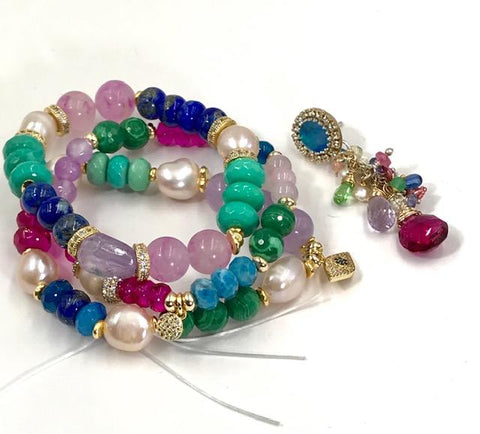 colorful stretch bracelets & earrings