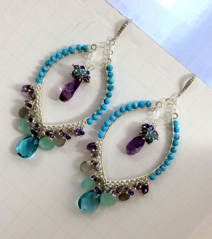 turquoise custom hoop earrings