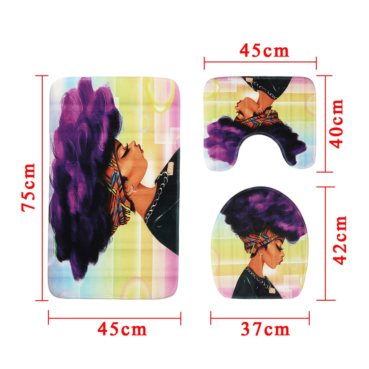 African Woman Shower Curtain purple hair 