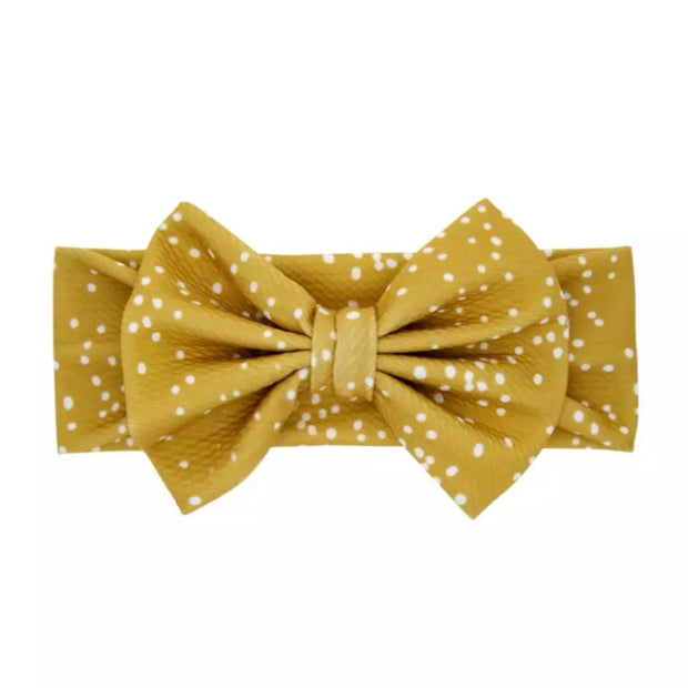 Jolie Bow Headband- Mustard Dot