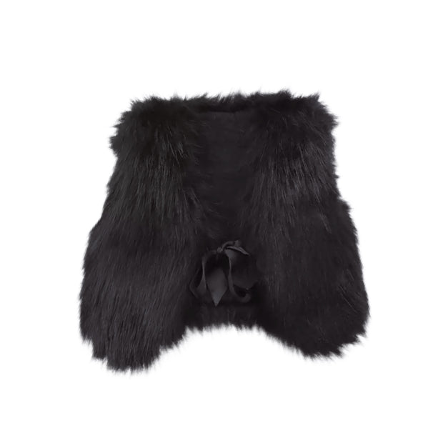 Zaria Fur Vest- Black