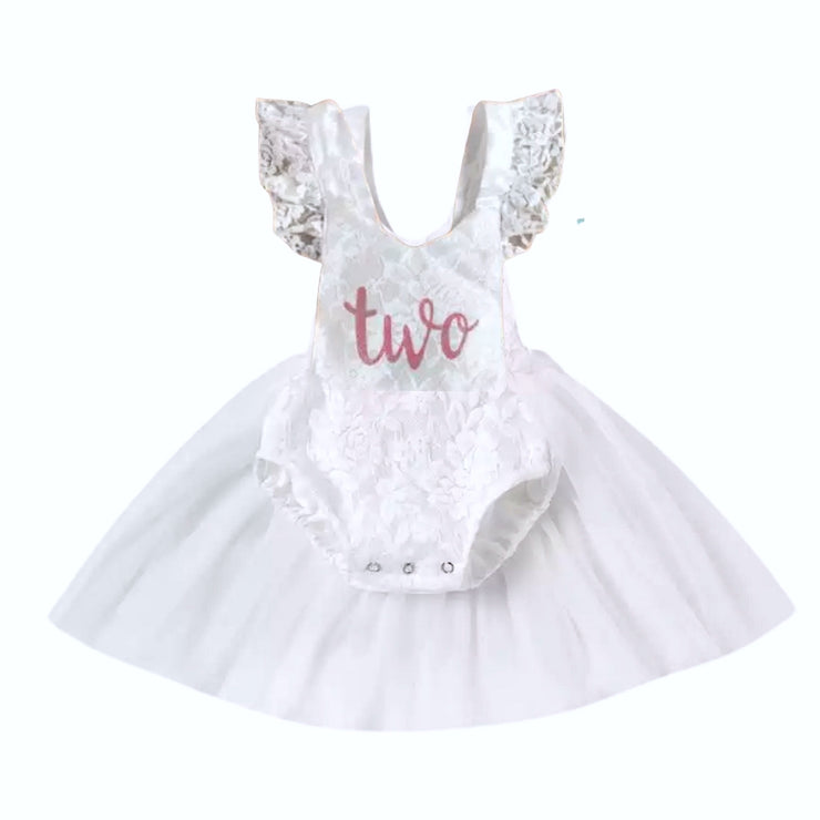 Diva Lux TWO Birthday Onesie - White