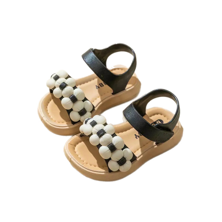 Jenna Flower Sandals- Black