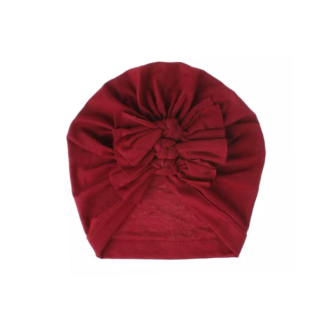 Triple Bow Beanie- Maroon