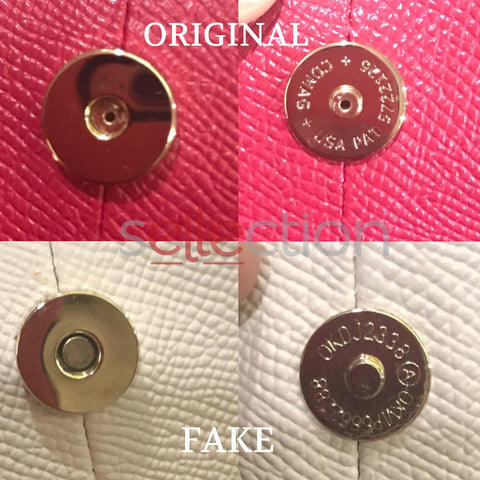 coach original and fake button