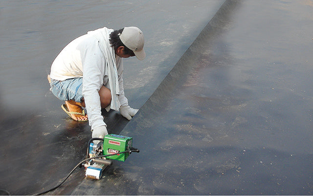 Leister plastic welding applications civil engineering in reservoirs and fish pond construction