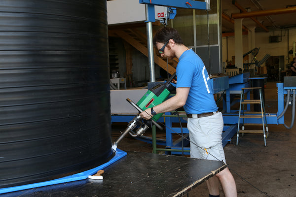 Plastic tank fabrication using Leister Extrusion Welder