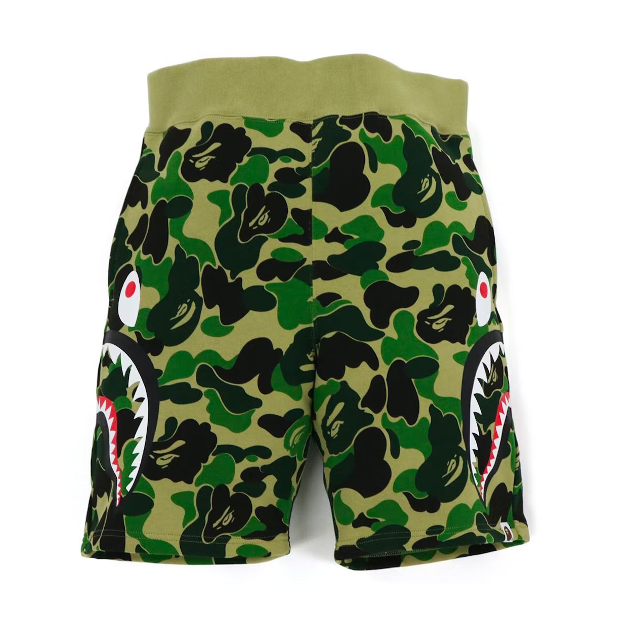 Bape Big ABC Camo Side Shark Sweat Shorts Green – PLUS