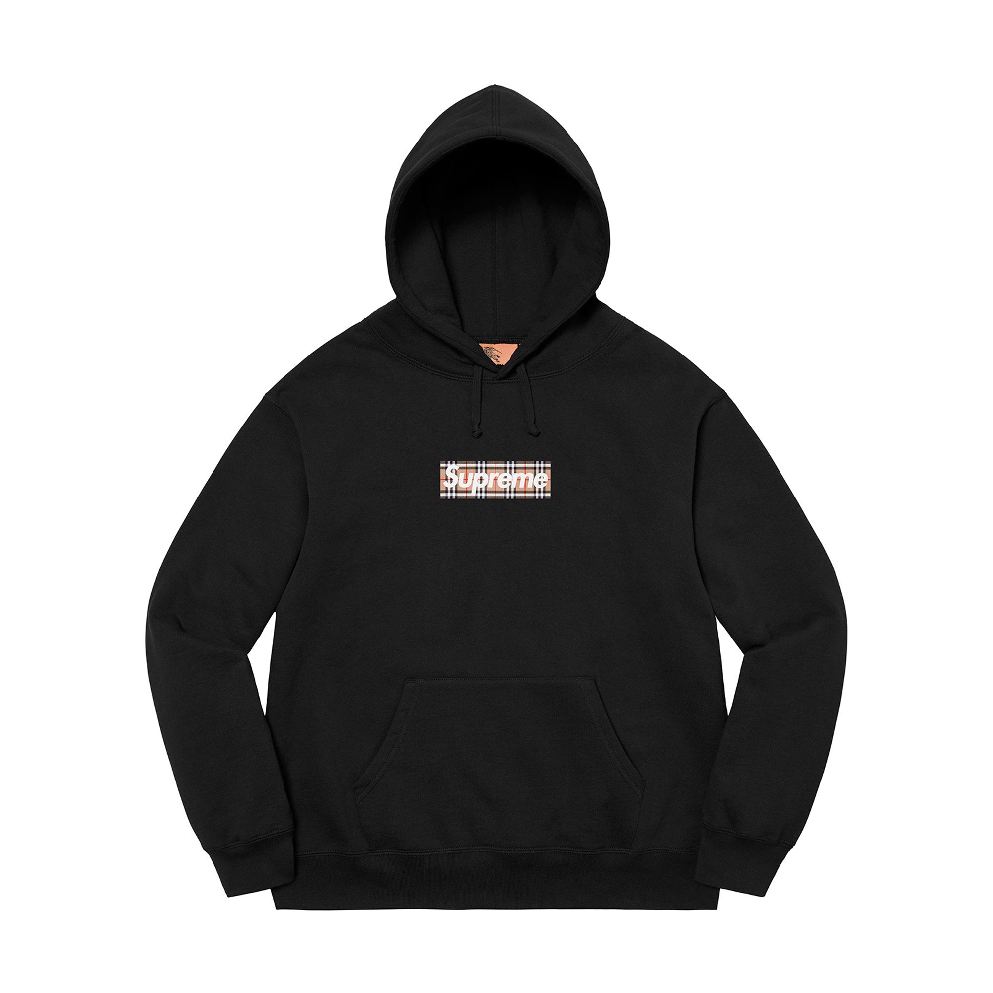 Supreme Burberry Box Logo Hooded Sweatshirt Black | PLUS