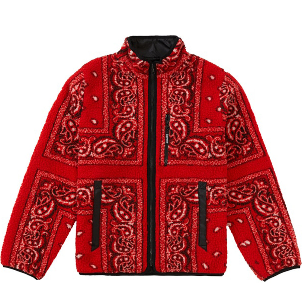 Supreme Reversible Bandana Fleece Jacket Red | PLUS