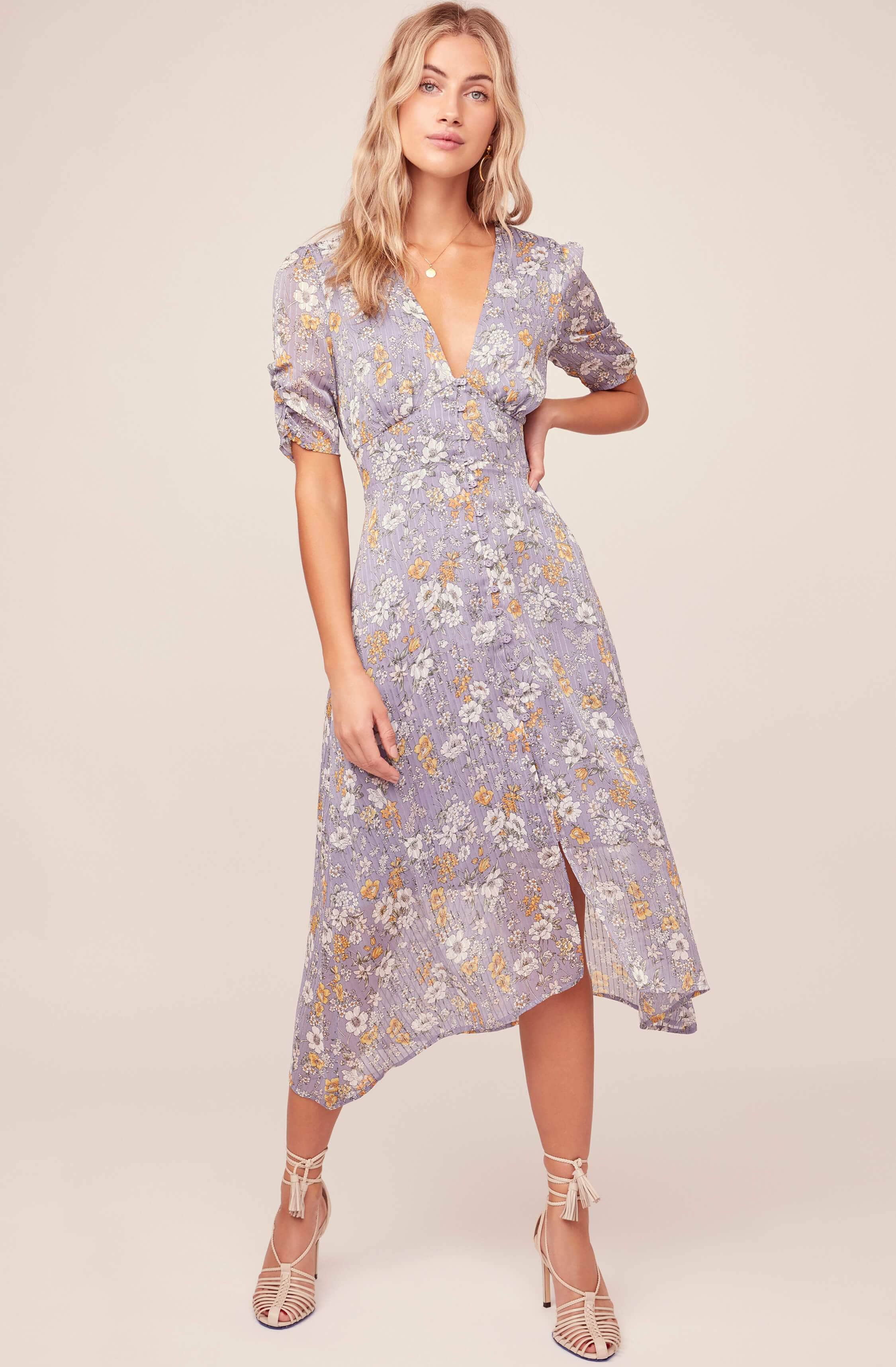 floral long sleeve midi dress astr the label