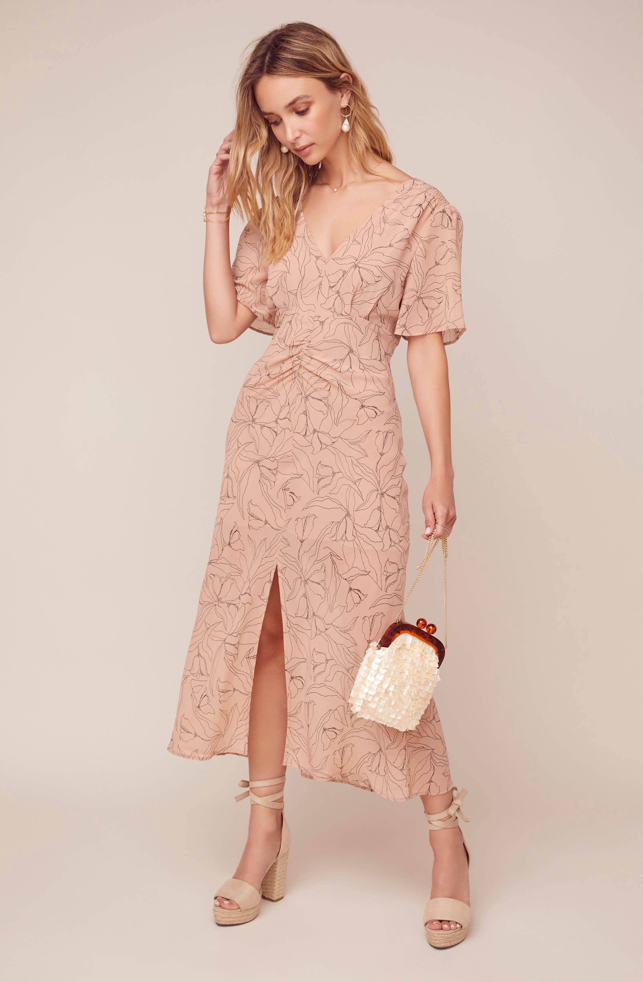 floral long sleeve midi dress astr the label