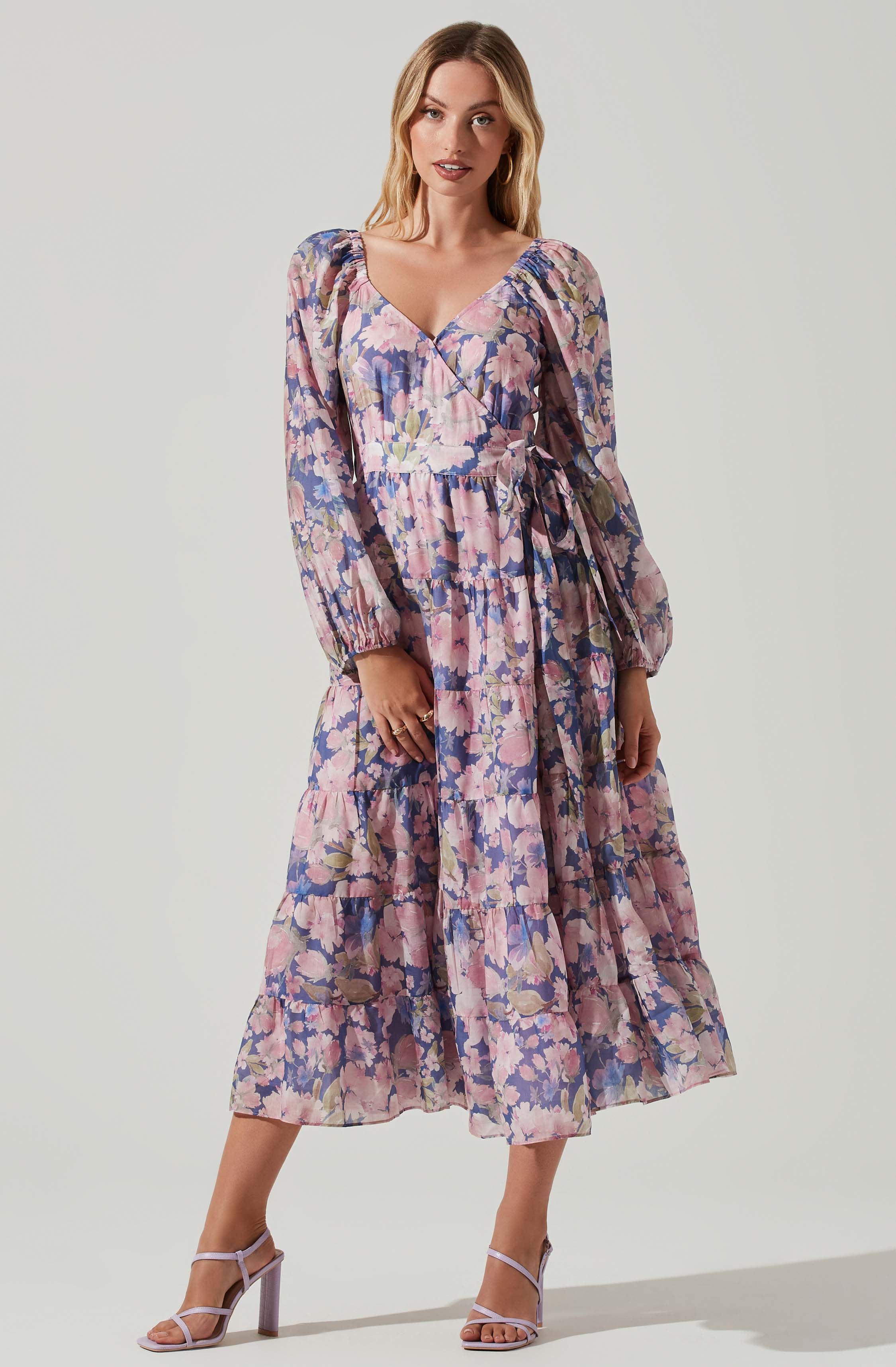 Jannika Floral Wrap Front Midi Dress ASTR The Label