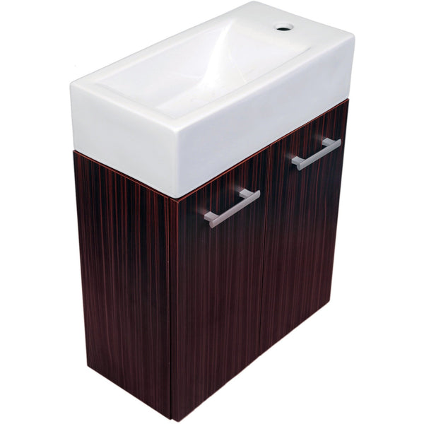 Whitehaus WH114LSCB Wall mount double door vanity complete with a white basin