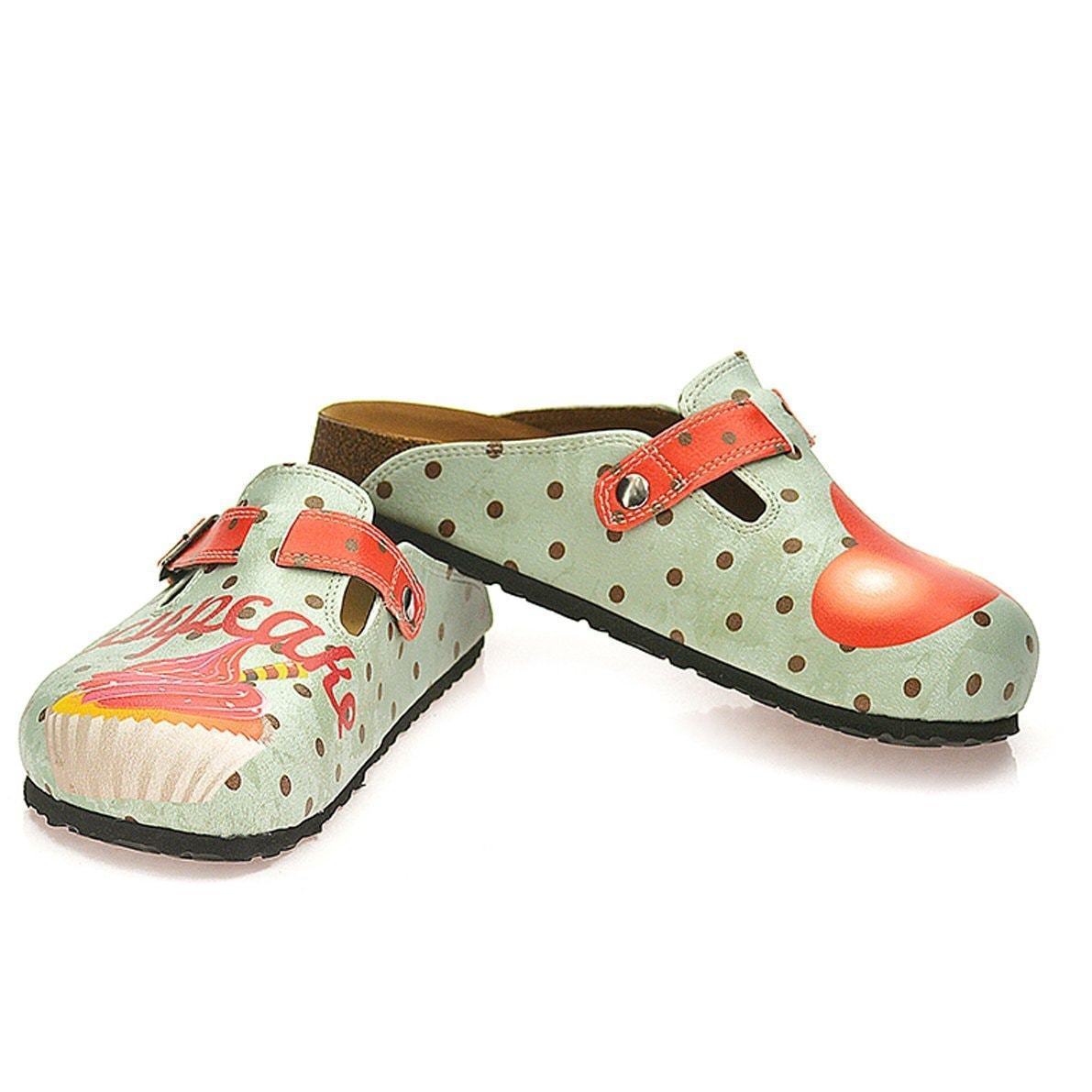 Goby Light Blue and Red Cupcake Clogs WCAL331