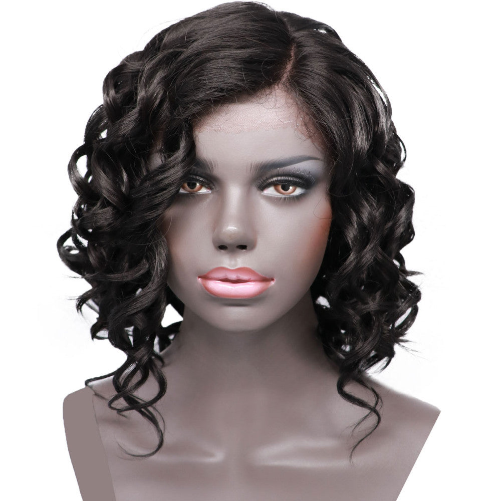 Hair Marvel Short Curly Bob Synthetic Deep Wave Wig Side Part Natural
