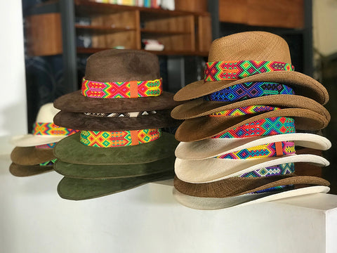 sombreros panama tejido huichol, style