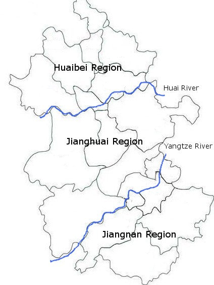 The three regions of Anhui