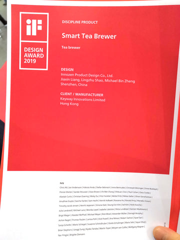 Qi Aerista Smart Tea Brewer winning the iF Design Award 2019