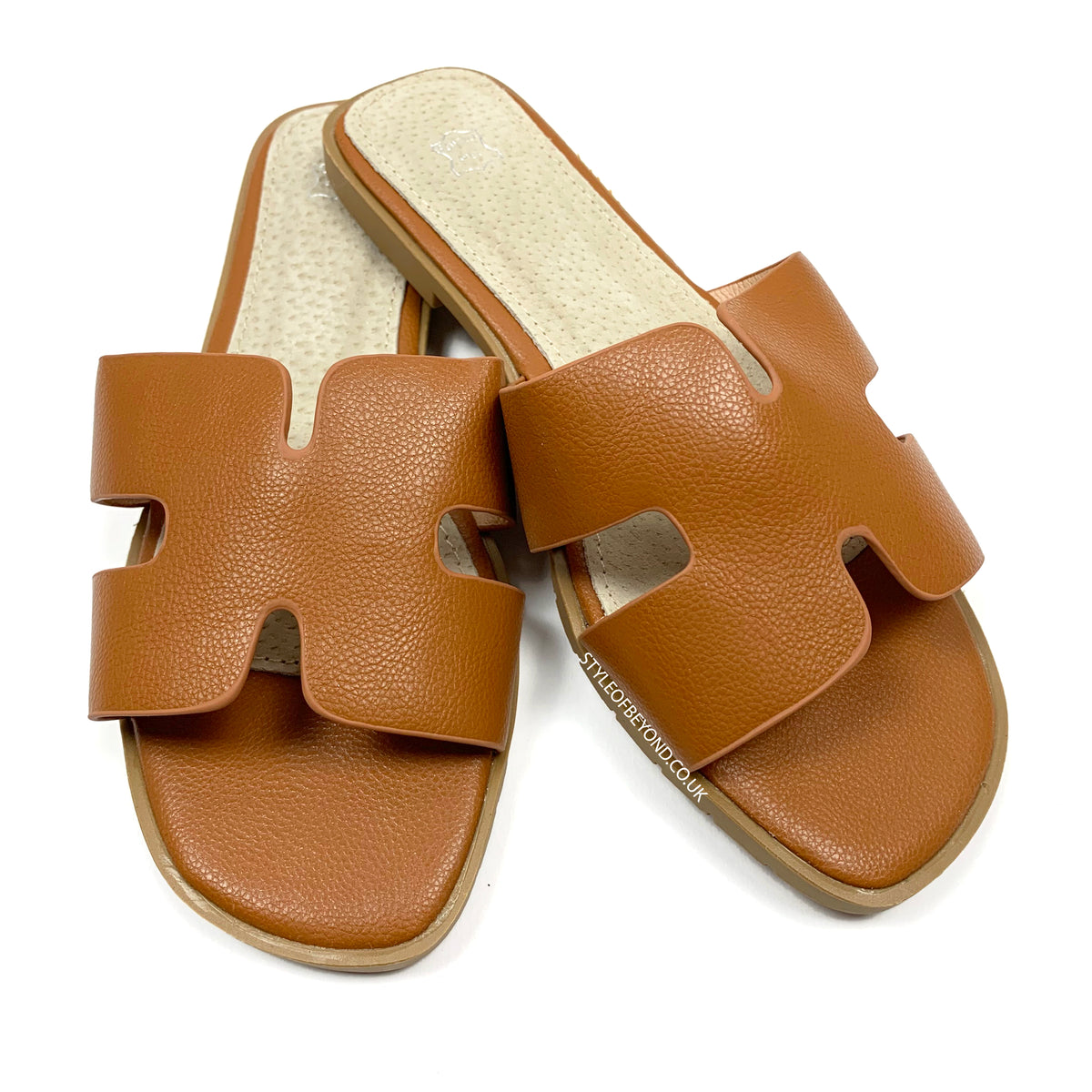 hermes tan slides