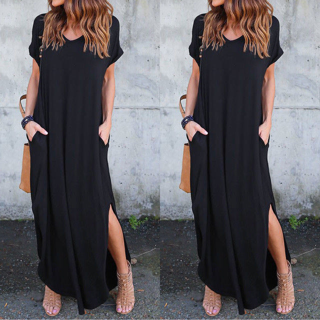 short sleeve summer maxi dress