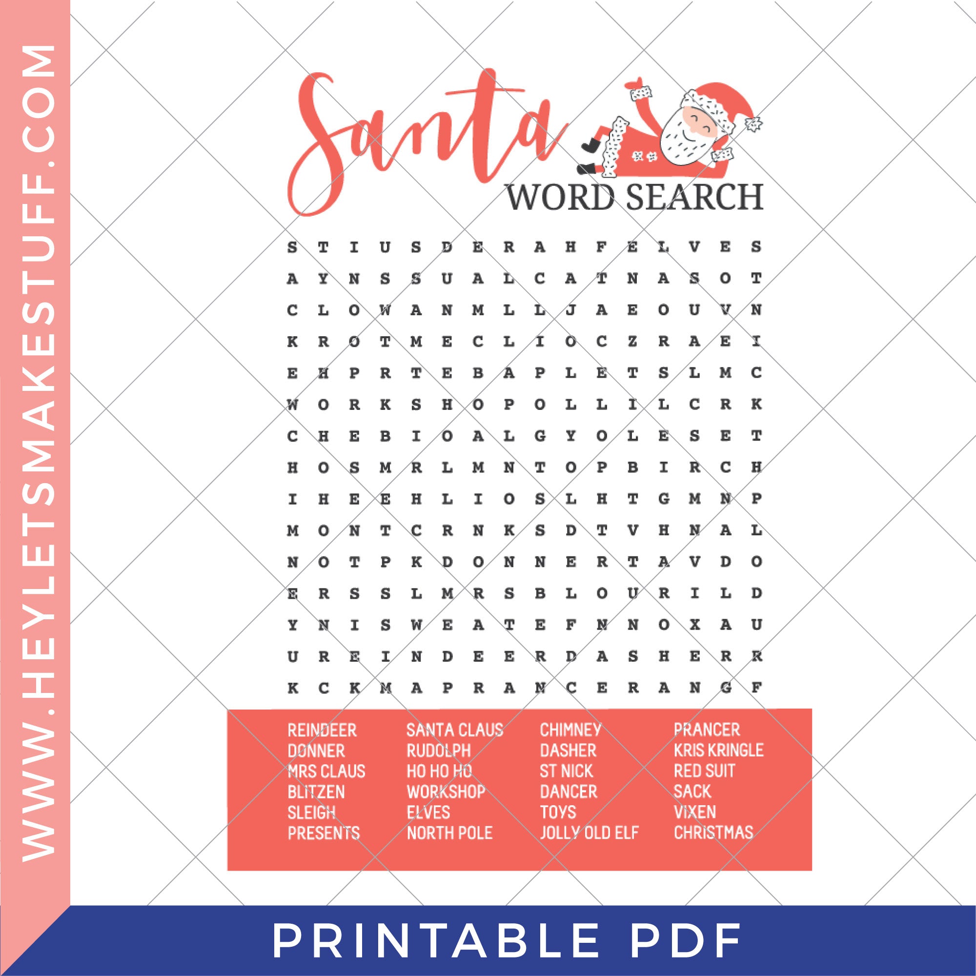 Printable Christmas Santa Word Search Club Hey Lets Make Stuff 9336