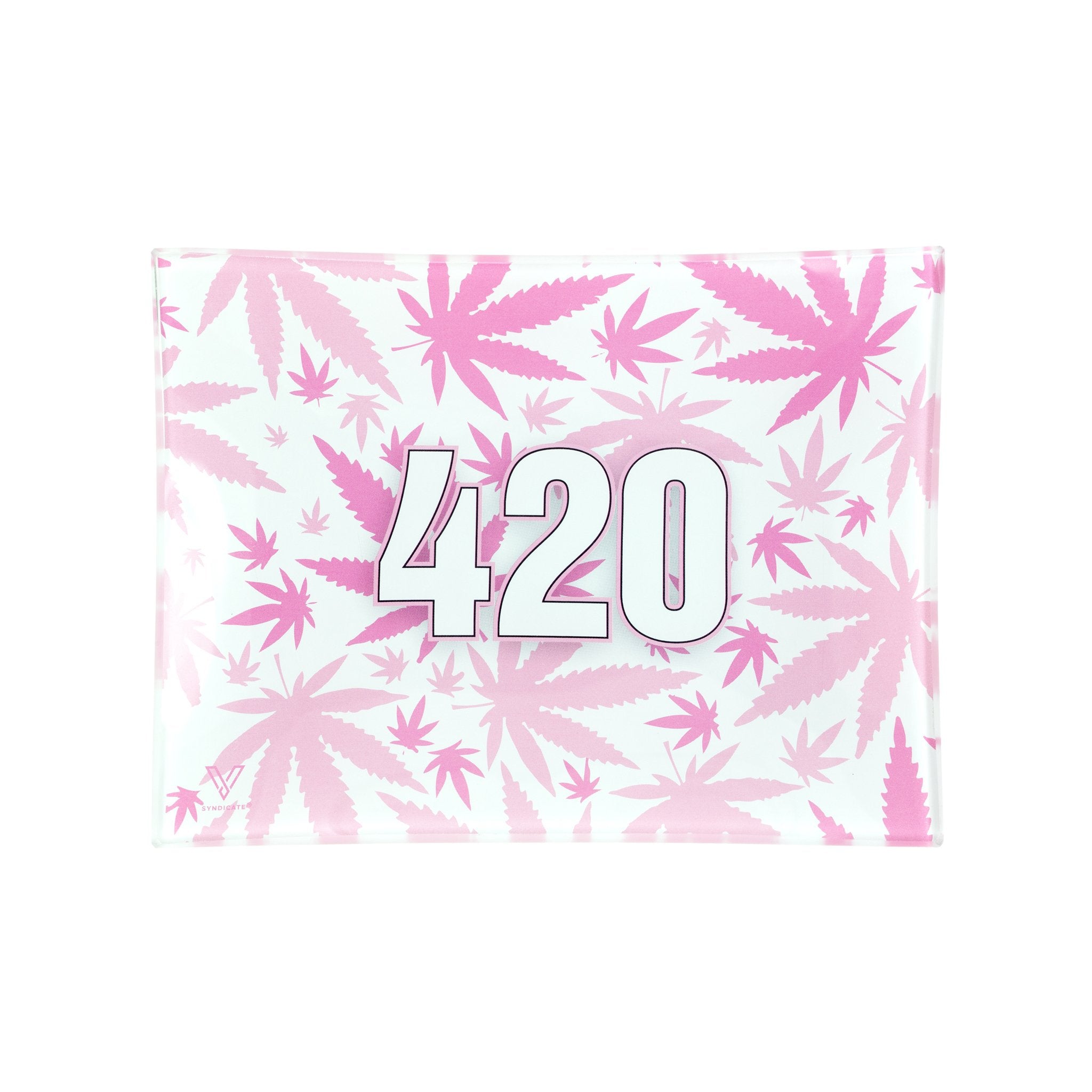 V Syndicate Pink 420 Resistant Glass Rolling Tray - Everything