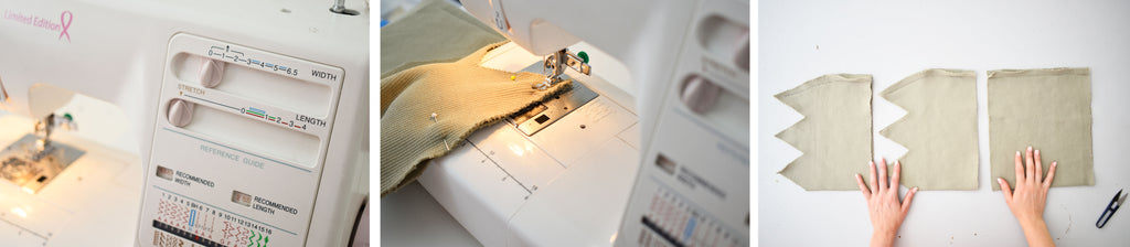 Sew garment centre back seams together