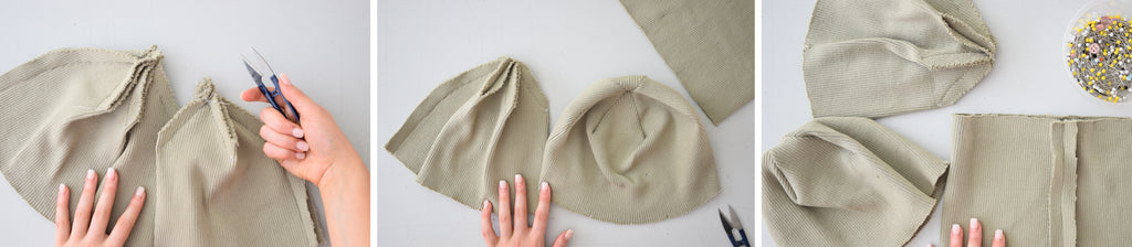 Cut the excess fabric on the top of the beanie