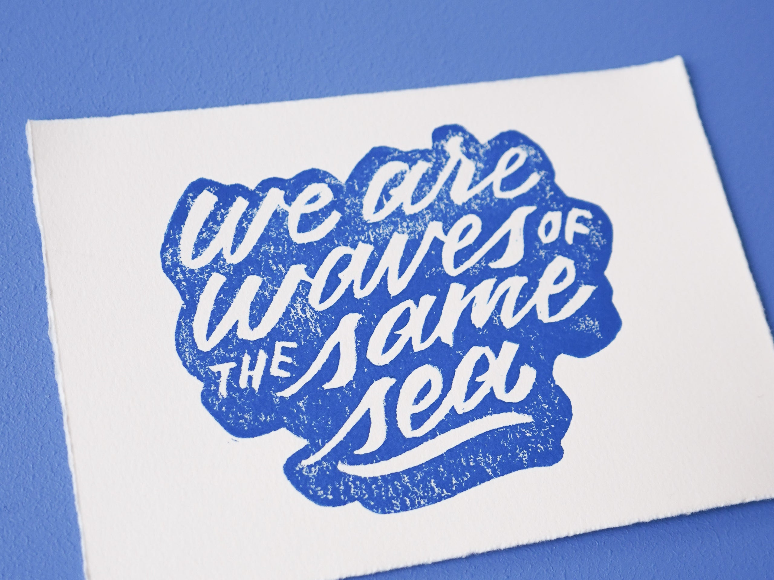 Waves of the Same Sea 5x7" Block Print - Discounted misprint