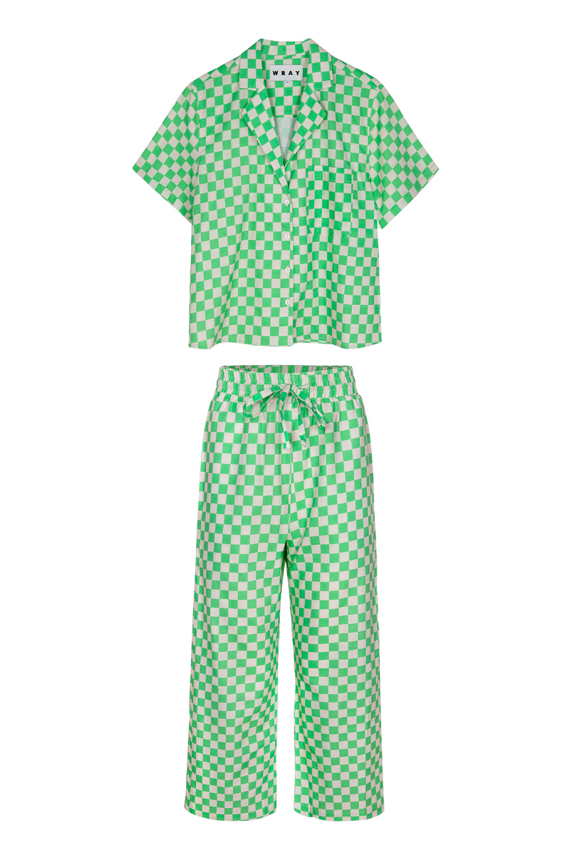 Long Lounge Set - Pistachio Check