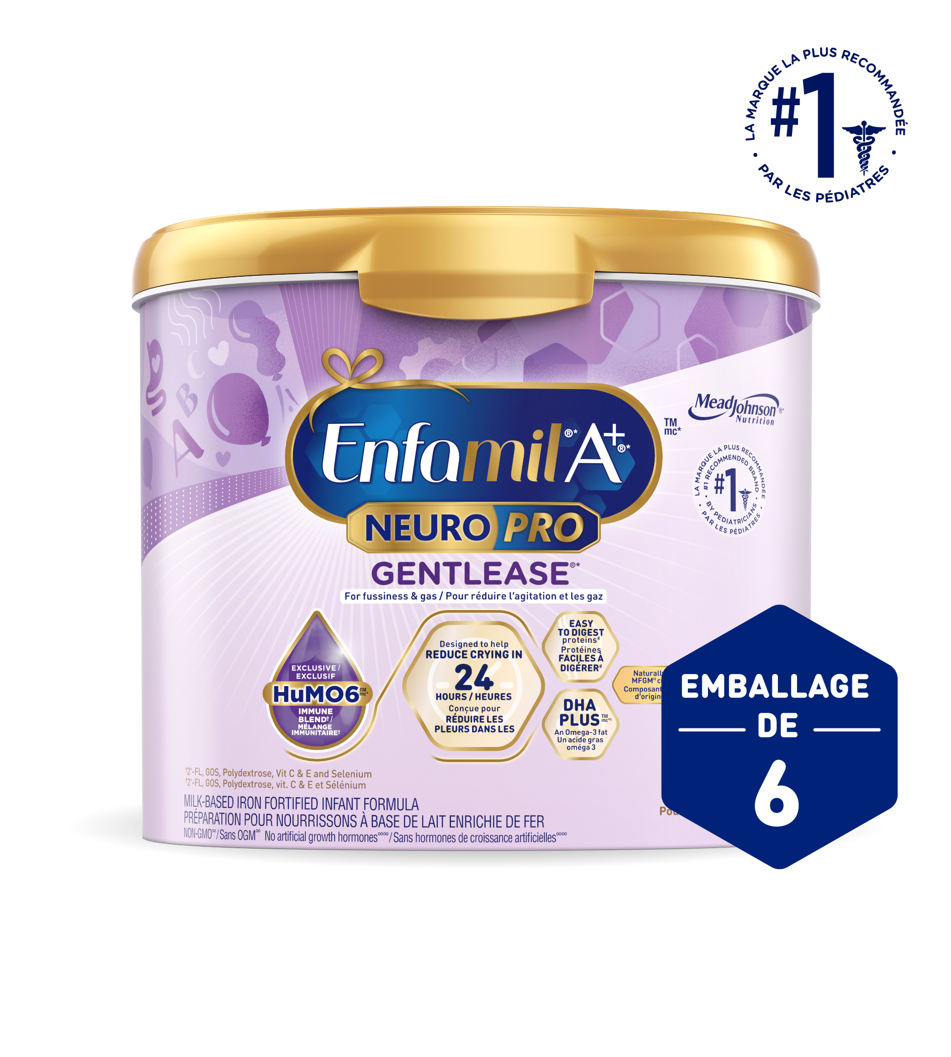 Préparation pour nourrissons Enfamil A+ NeuroPro Gentlease, en poudre, contenant