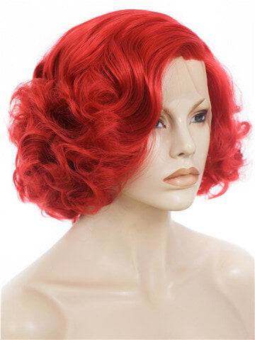 short bright red wig