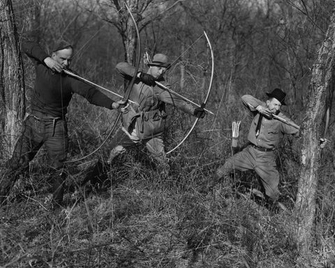 3 archers with slightly different anchor points and stances.