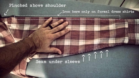 Lay out the sleeve flat and smooth with your hand. Don’t iron the top of the sleeve unless it is a formal shirt that requires a visible crease.