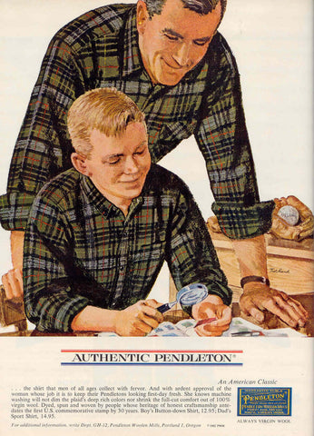 father and son vintage flannel ad