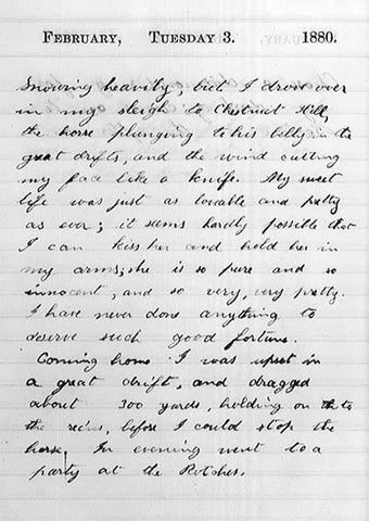 Journal Entry by Theodore Roosevelt regarding his soon to be wife.