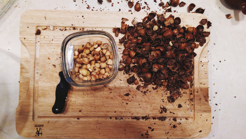 A batch of acorns, shelled and ready for the food processor.